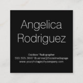 Carte De Visite Carré Illustration de la caméra | Fleurs et Feuilles (Dos)