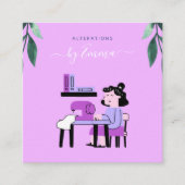 Carte De Visite Carré Illustration de la machine à coudre violet rose (Devant)