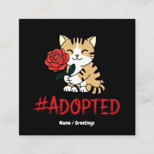 Carte De Visite Carré Illustration de l'amour d'un chat adopté avec une 