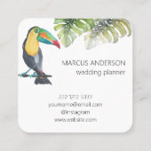 Carte De Visite Carré Illustration de l'aquarelle Cute Toucan Keeper (Dos)