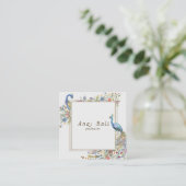 Carte De Visite Carré Illustration de l'aquarelle vectorielle paons fleu (Debout devant)