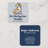 Carte De Visite Carré Illustration de l'assise du chiot | Entraîneur de (Devant / Derrière)