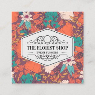 Carte De Visite Carré Illustration Fleur