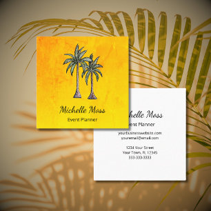 Carte De Visite Carré Illustration Tropical Palm Trees Gold Professionne