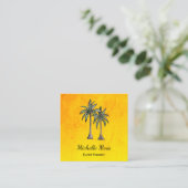Carte De Visite Carré Illustration Tropical Palm Trees Gold Professionne (Debout devant)