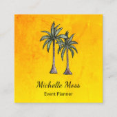 Carte De Visite Carré Illustration Tropical Palm Trees Gold Professionne (Devant)