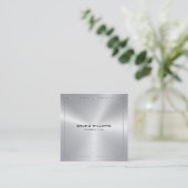 Carte De Visite Carré Image d'une bordure métallique argentée (Debout devant)