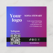 Carte De Visite Carré Image Holographique Gradient Les Icônes Des Médias (Dos)