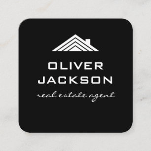 Carte De Visite Carré Immobilier noir Réalisateur sur le toit