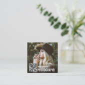 Carte De Visite Carré Impression moderne | Photographe de code QR (Debout devant)