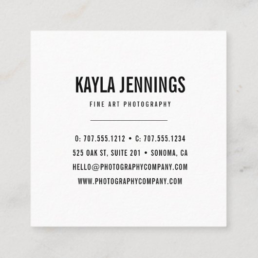 Carte De Visite Carré Impression moderne | Photographe de code QR (Dos)