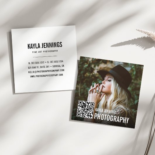 Carte De Visite Carré Impression moderne | Photographe de code QR
