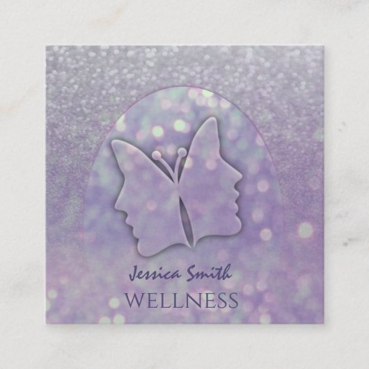 Carte De Visite Carré Impressionnant bokeh chic fille visage papillon vi (Devant)