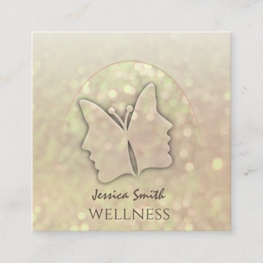 Carte De Visite Carré Impressionnant bokeh élégant fille visage papillon (Devant)