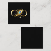Carte De Visite Carré Infinité avec plume de paon doré (Devant / Derrière)