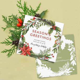 Carte De Visite Carré Info Festive de Noël pour les petites entreprises