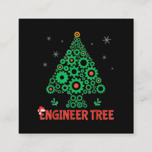 Carte De Visite Carré Ingénieur de Noël Génie mécanique de l'arbre