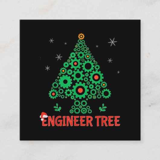 Carte De Visite Carré Ingénieur de Noël Génie mécanique de l'arbre (Devant)
