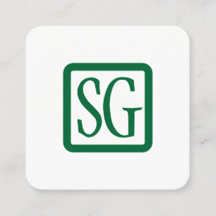 Carte De Visite Carré Initiales de boîte arrondies - Carré - Vert forêt