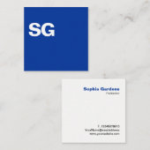 Carte De Visite Carré Initiales de grande taille - Carré - bleu marine (Devant / Derrière)