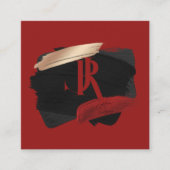 Carte De Visite Carré Initiales et signature de brosse en gras (Devant)