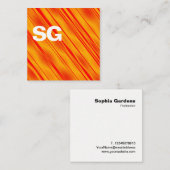 Carte De Visite Carré Initiales grandes - Carré - Diagonal Orange (Devant / Derrière)