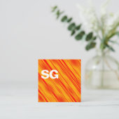 Carte De Visite Carré Initiales grandes - Carré - Diagonal Orange (Debout devant)