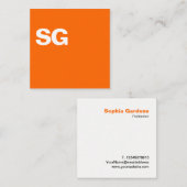 Carte De Visite Carré Initiales grandes - Carré - Orange (Devant / Derrière)