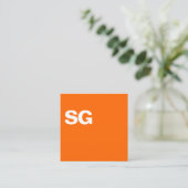 Carte De Visite Carré Initiales grandes - Carré - Orange (Debout devant)