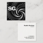 Carte De Visite Carré Initiales grandes - Carré - Vortex foncé (Devant / Derrière)