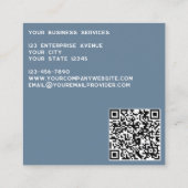 Carte De Visite Carré Initiales Monogrammes modernes QR Code Dusty Blue (Dos)