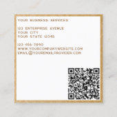 Carte De Visite Carré Initiales Monogrammes modernes QR Code Gold Frame (Dos)