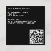 Carte De Visite Carré Initiales Monogrammes modernes QR Code noir blanc (Dos)