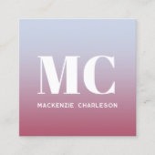 Carte De Visite Carré Initiales Monogrammes modernes QR Code rose Blu Gr (Devant)