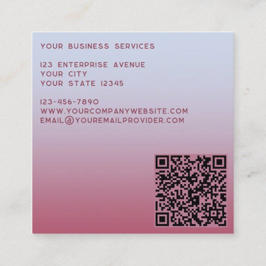 Carte De Visite Carré Initiales Monogrammes modernes QR Code rose Blu Gr (Dos)