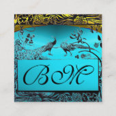 Carte De Visite Carré INSÉPARABLES mariages MONOGRAM Or Turquoise Bleu (Dos)