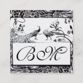 Carte De Visite Carré INSÉPARABLES mariages /PEACOCKS MONOGRAM White Pea (Dos)