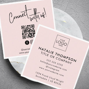 Carte De Visite Carré Instagram Facebook Social Media Minimaliste QR Cod