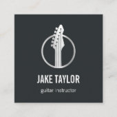 Carte De Visite Carré Instructeur de guitare cool Silver (Devant)