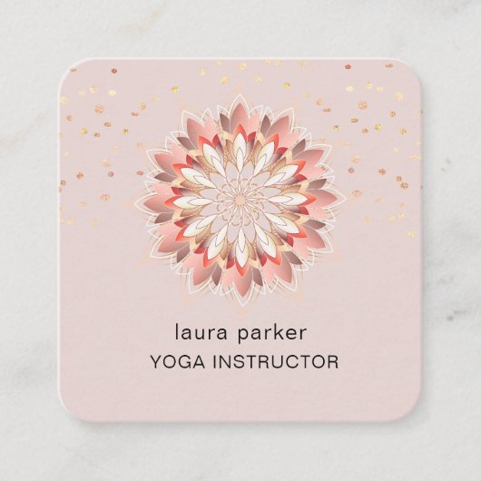 Carte De Visite Carré Instructeur de méditation de Yoga Lotus Flower (Devant)