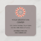Carte De Visite Carré Instructeur de méditation de Yoga Lotus Flower (Dos)