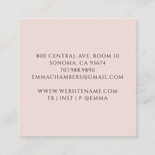 Carte De Visite Carré Instructeur de méditation Lotus Pose rose (Dos)