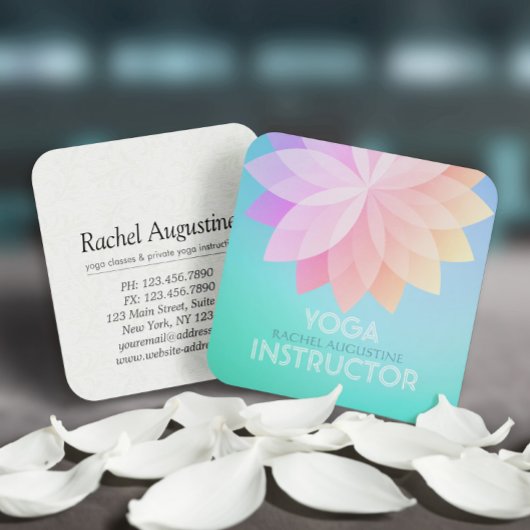 Carte De Visite Carré Instructeur de méditation YOGA Studio Mandala colo