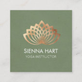 Carte De Visite Carré Instructeur de Yoga Gold Lotus (Devant)
