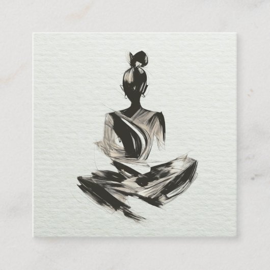 Carte De Visite Carré Instructeur de Yoga Lotus Méditation Pose Brosse (Devant)