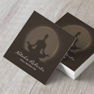 Carte De Visite Carré Instructeur de Yoga Silhouette Sacrée Elégant Ombr