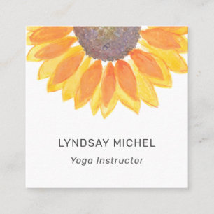 Carte De Visite Carré Instructeur minimal de Yoga de tournesol