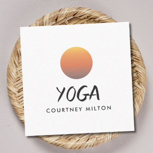 Carte De Visite Carré Instructeur minimaliste de Yoga Cercle Jaune Éléga