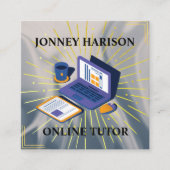 Carte De Visite Carré Instructeur Tutor en ligne Virtual Learning Silver (Devant)