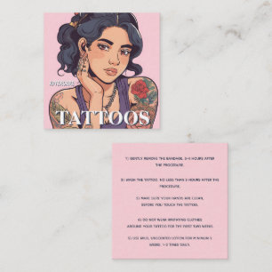 Carte De Visite Carré Instructions de soins après tatouage